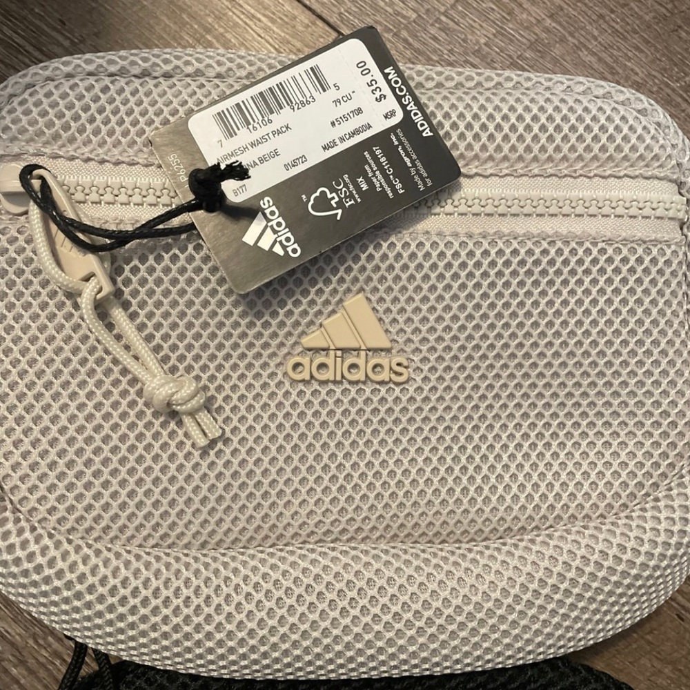 Adidas Cream Mesh Crossbody Belt Bag